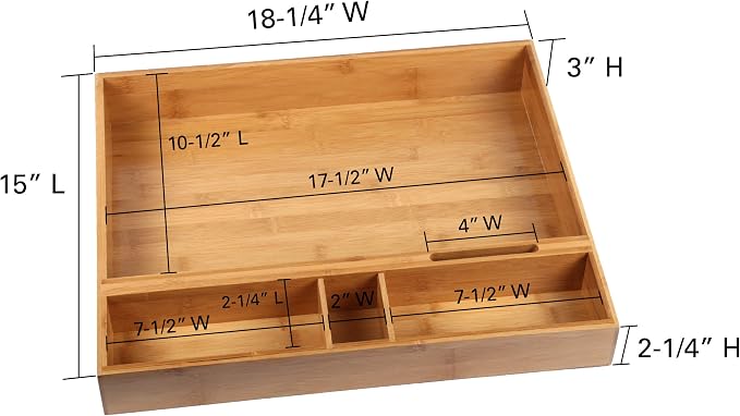 Natural Bamboo Coffee Station Organizer Tray – Multipurpose Storage - Image 8