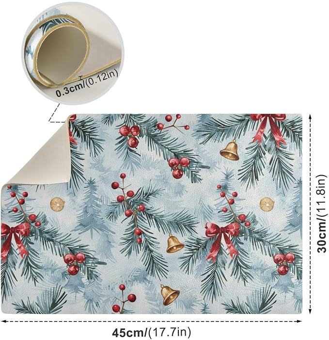 Light Blue Holly Bell Coffee Mat Coffee Bar Maker Backed Absorbent Nonslip - Image 3