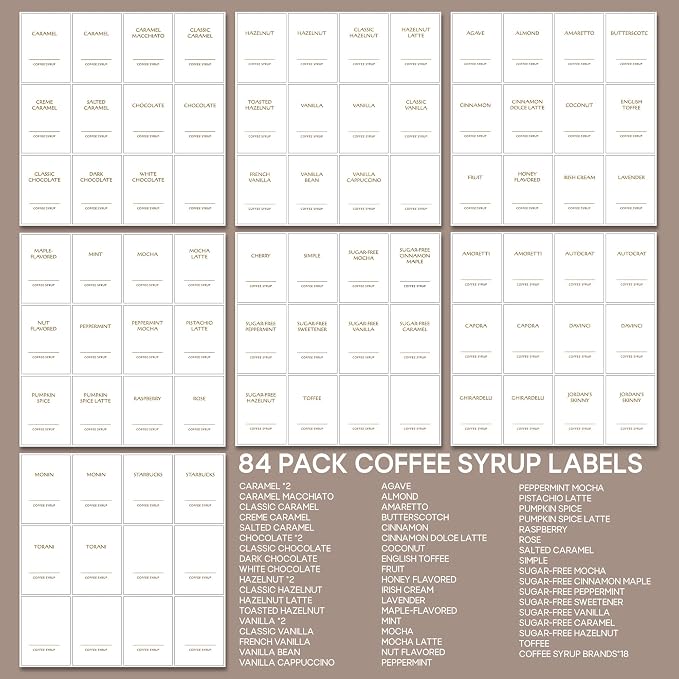 KYONANO 84 Coffee Syrup Labels for Coffee Bar Accessories, Elegant Pattern - Image 7