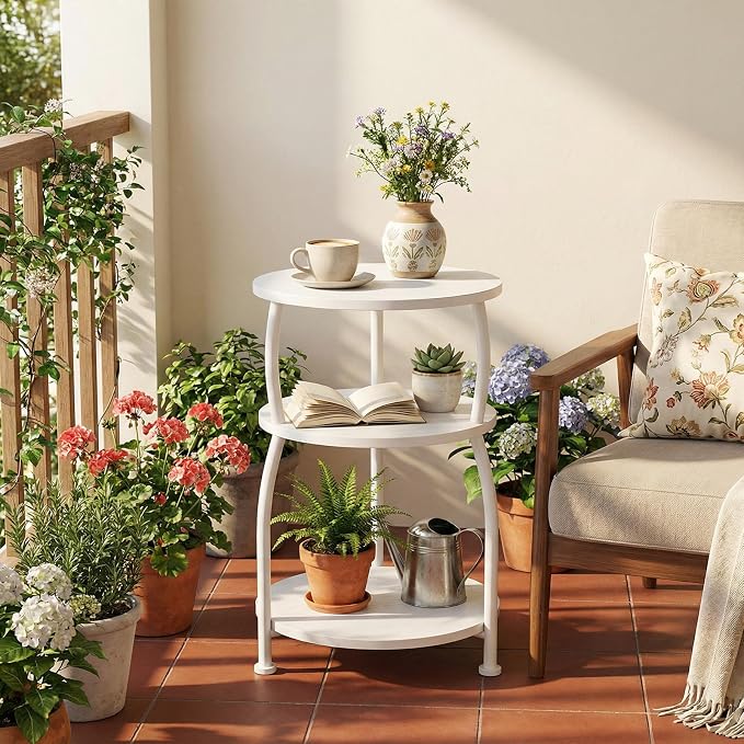 Round Side Table, 3-Tier End Table - Image 6