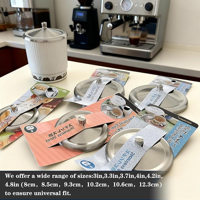 2Pcs Stainless Steel Cup Lid, 4.2Inch Coffee Mug Cover, Metal Tea Coffee Cup - Image 7