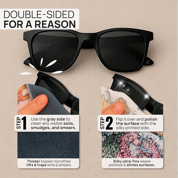 Microfiber Wholesale Quick Cloth Glasses Cleaning Cloths–5x7 World Map 2-Pack - Image 3