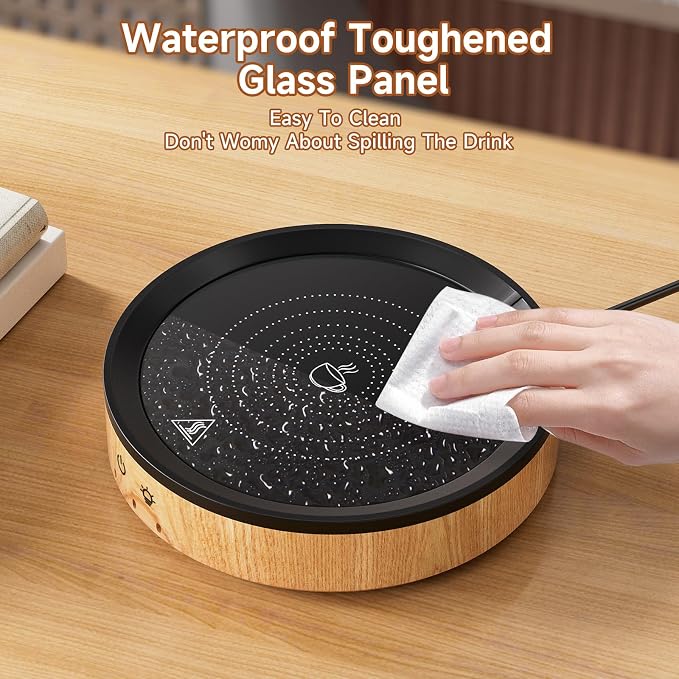 36W Mug Warmer, 3 Temperature Settings, Auto Shut Off, Max 176°F, Wood Grain - Image 7