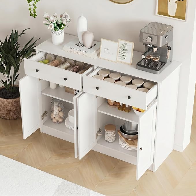 holzart 49" White Buffet Cabinet - Image 7