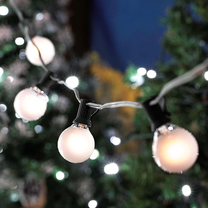 G50 Patio String Lights with 25 Frosted Globe Bulbs – Outdoor String Lights – - Image 5