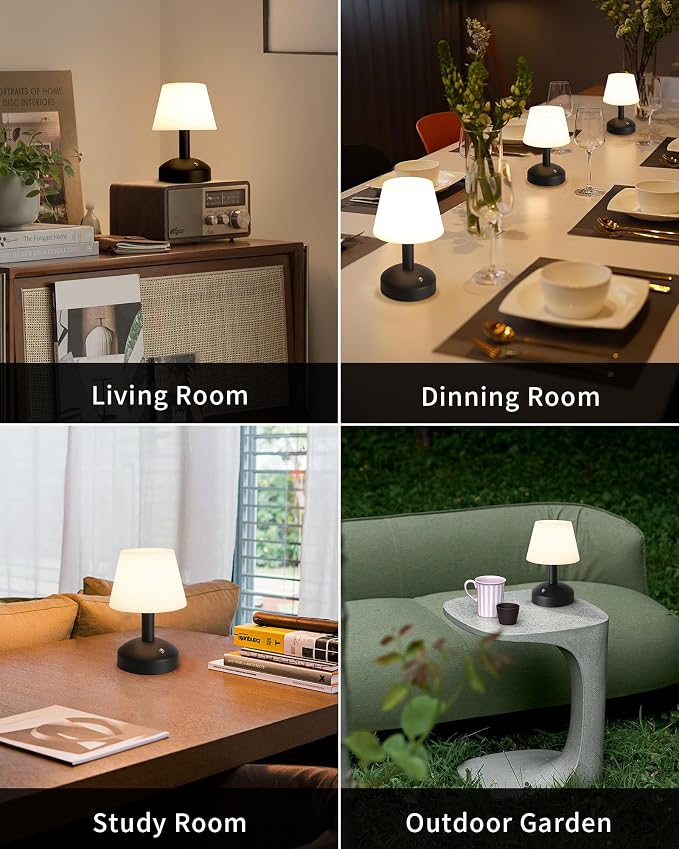 KDG Modern Cordless Small Table Lamps, Portable LED Dimmable Desk Lamp - Image 6