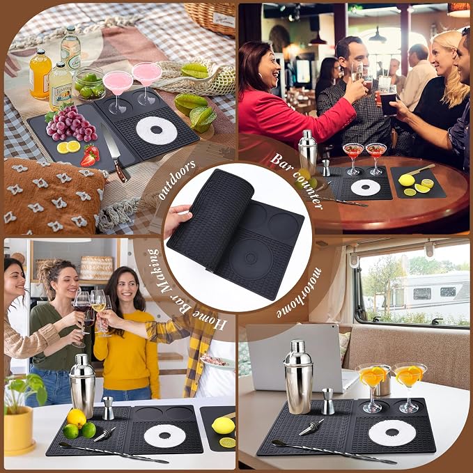 Bar Mat for Countertop Foldable, 12 x 18 Inch Silicone Rubber Coffee Home - Image 7