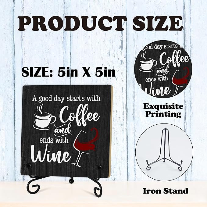 Coffee And Wine Desk Decor Sign, Rustic Wooden Sign - Image 2