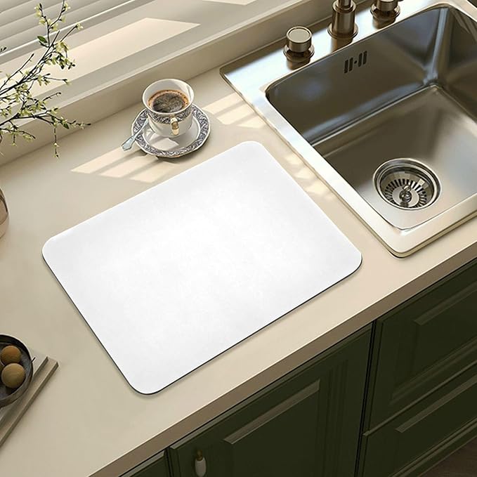 White Dish Drying Mat for Kitchen Counter No-slip Rubber Bottom Coffee Mat Dish - Image 8