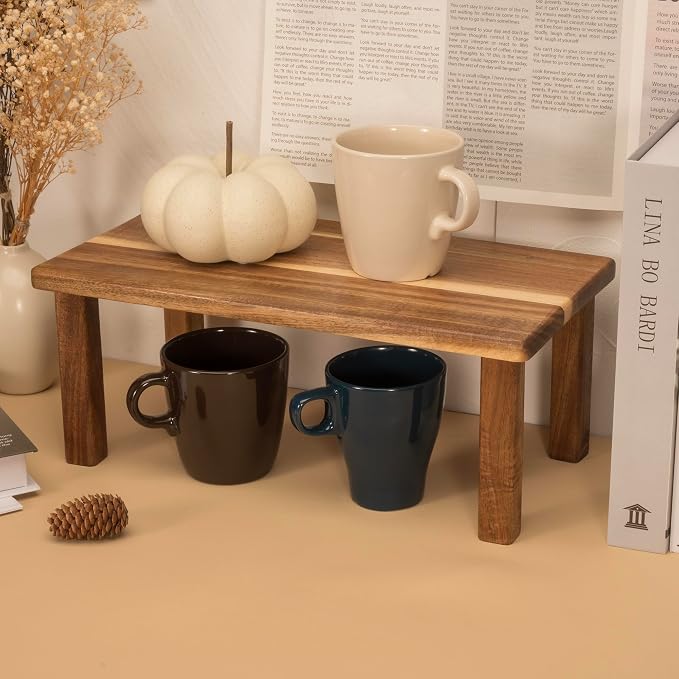 Acacia Wooden Desktop Organizer Shelf Kitchen Cabinet and Counter Riser Display - Image 8