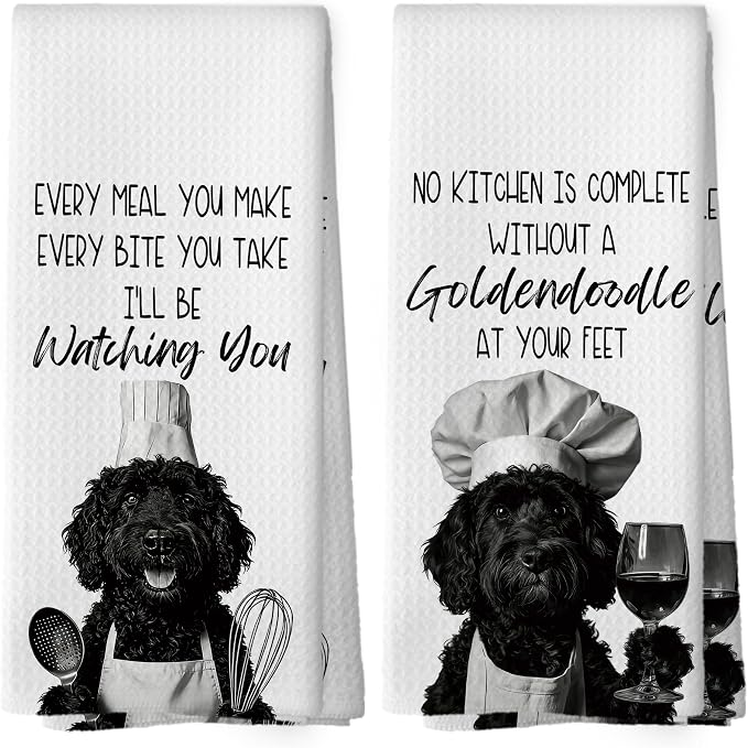 Goldendoodle Kitchen Towels Set of 2, Dog Kitchen Accessories, Bar Decor by Mcehtle