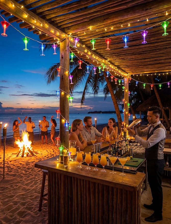 Multicolor Cocktail String Lights, 8.5Ft Cocktail Plug in Outdoor Party Lights - Image 7