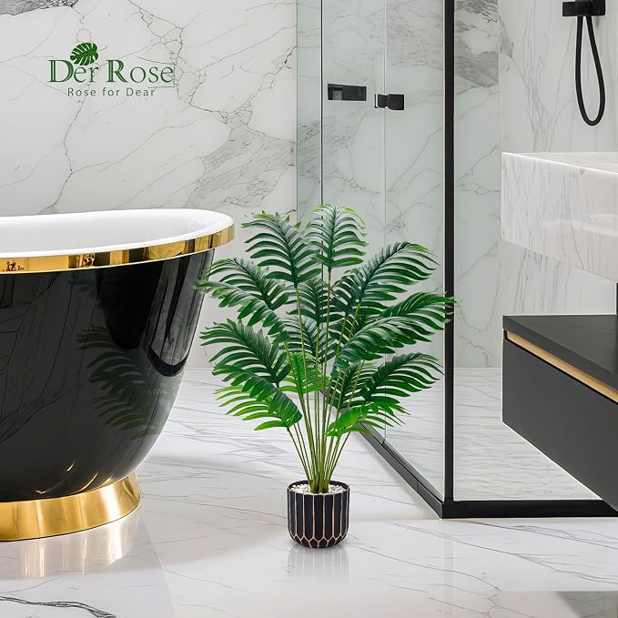 Der Rose Fake Plants Tall Artificial Palm Tree Faux Plants Indoor - Image 2