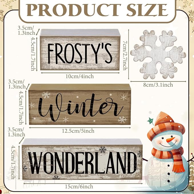 Lineshading 4 Pcs Winter Table Decorations Wooden Snowflake Decor Winter Tiered - Image 3
