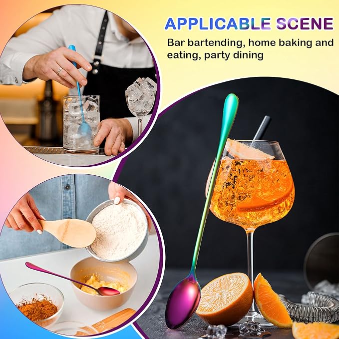 8 Pieces Long Handle Tea Spoon Stainless Steel Coffee Mixing Spoons Teaspoon - Image 6