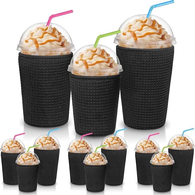 CHENGU 12 Pack Reusable Iced Coffee Sleeves Bulk Cold Cup Neoprene Insulated by CHENGU