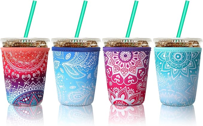 Patelai 4 Pieces Reusable Iced Coffee Sleeve Cup Insulator by Patelai