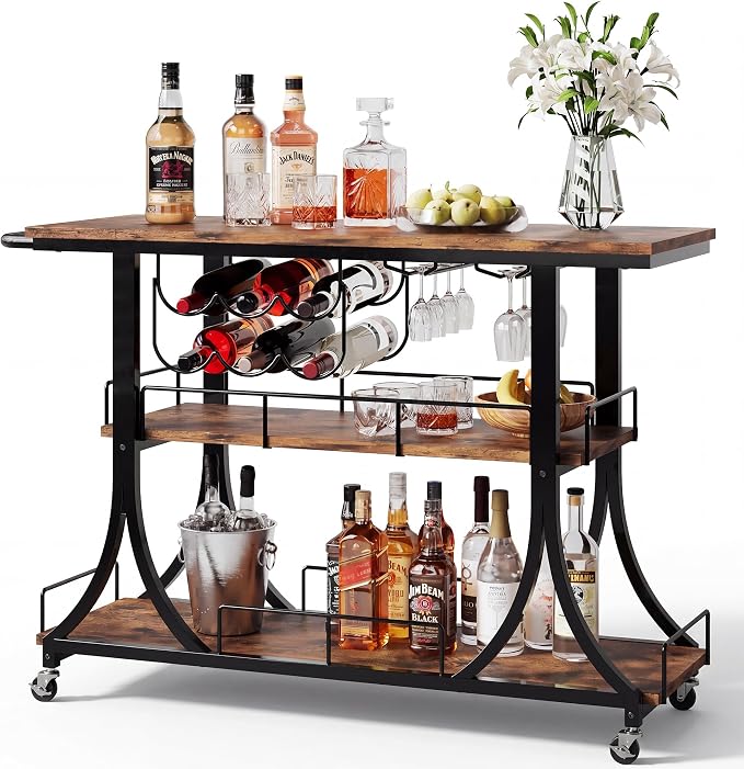 PETKABOO 3-Tier Rustic Wooden Bar Cart by PETKABOO