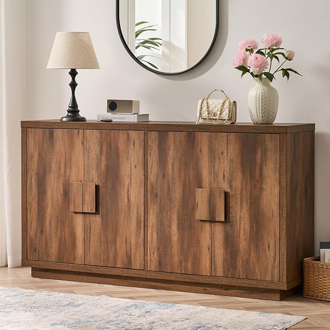 ONBRILL Buffet Cabinet with Storage, Wooden Kitchen Coffee Bar Credenza Storage - Image 8