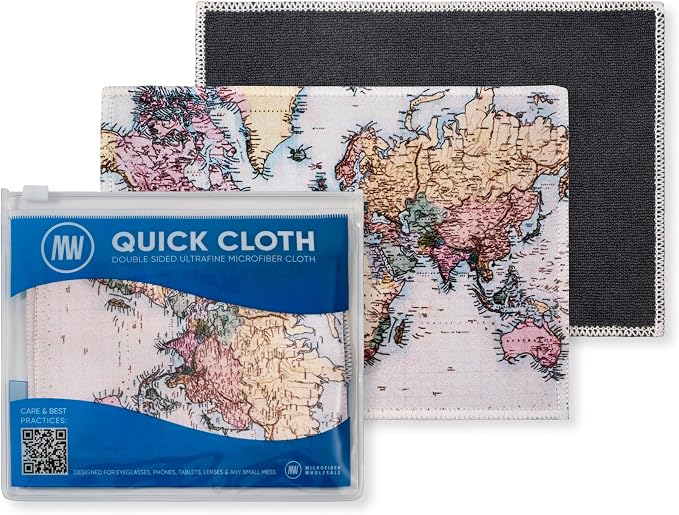 Microfiber Wholesale Quick Cloth Glasses Cleaning Cloths–5x7 World Map 2-Pack by MicrofiberWholesale