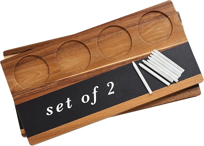 Marsui Wine Flight Tasting Set of 2, Wooden Whiskey Flight Board by Marsui