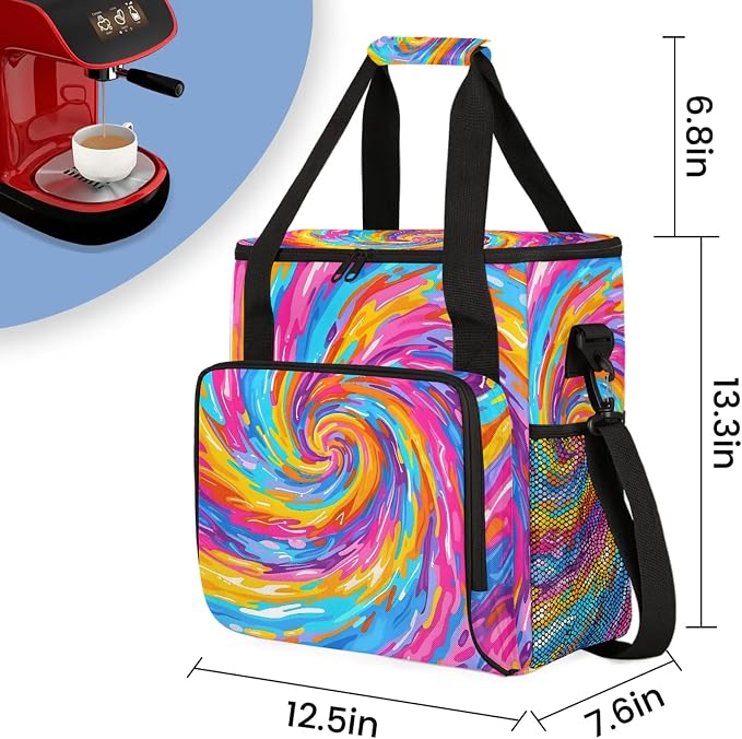 Tie Dye Colorful Boho Rainbow Coffee Maker Carring Bag, Large Insulated Storage - Image 2