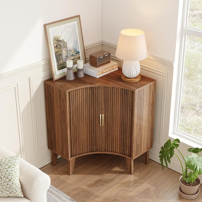Fluted Corner Cabinet, Small Corner Floor Cabinet - Image 5