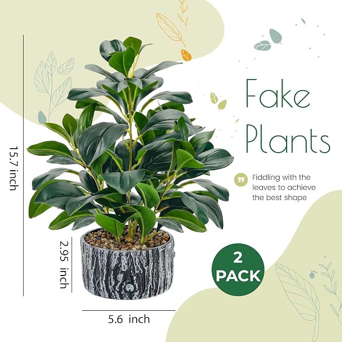 Der Rose 2 Pack Fake Plants Artificial Plants Indoor - Image 3