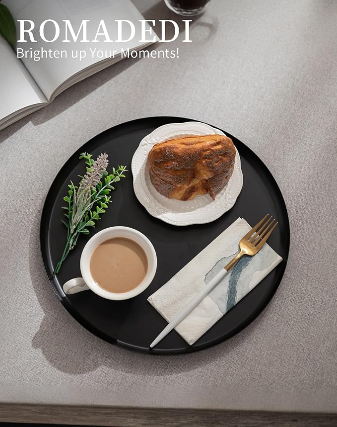 Romadedi Black Round Decorative Tray: Metal Candle Trays Decor - Image 8