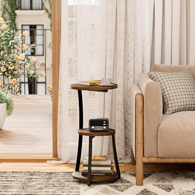 Small Side Table, 3-Tier Round End Table - Image 9