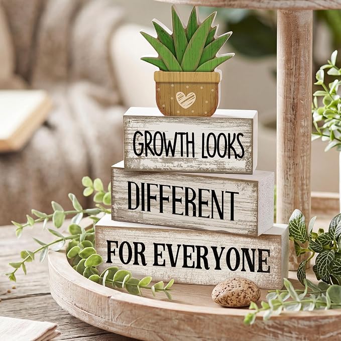 Lineshading 4 Pcs Inspirational Farmhouse Table Decor Growth Looks Different - Image 2