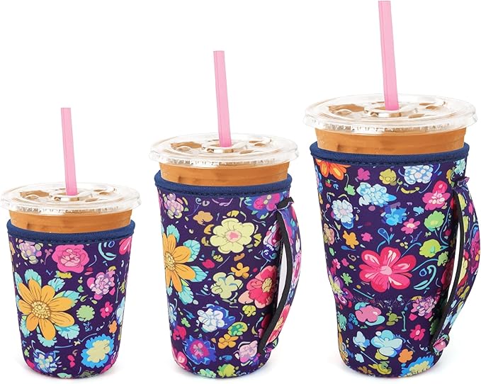 3 Pack Iced Coffee sleeve Insulated Neoprene Cup Sleeves by Snowso
