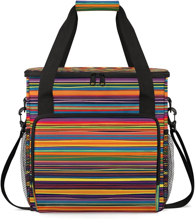 Ethnic Striped Coffee Maker Carring Bag, Large Insulated Storage Organizer Case by Home