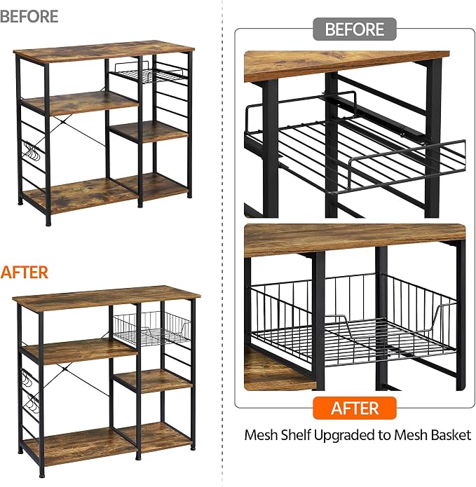 Yaheetech 4-Tier Kitchen Baker's Rack, Coffee Bar Microwave Stand Cart - Image 4