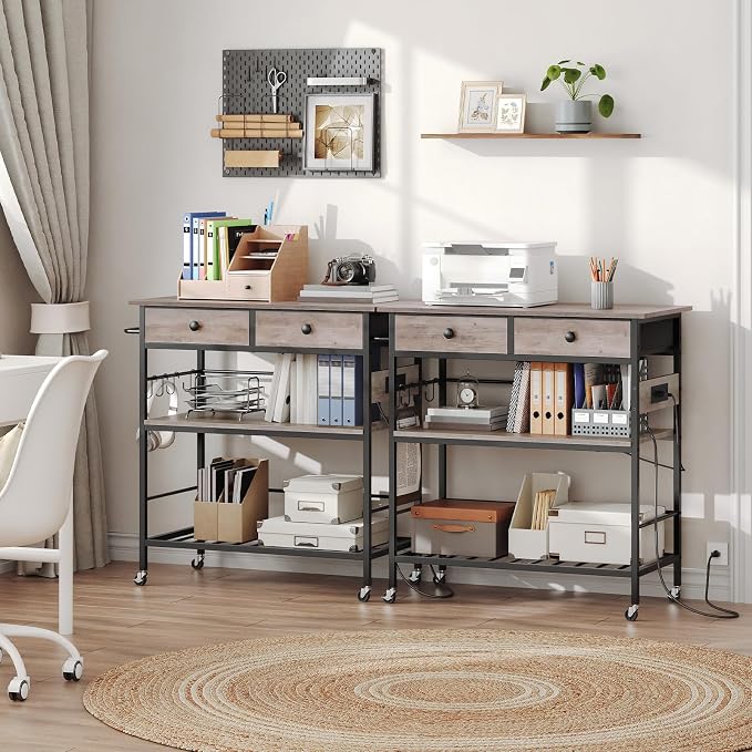HOOBRO Kitchen Island with Storage, Rolling Island Cart - Image 3