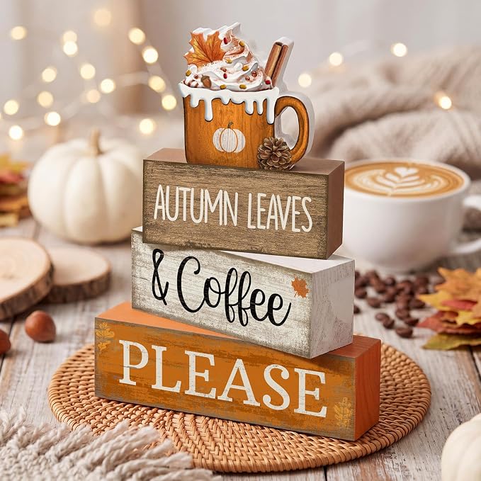 Lineshading 4 Pcs Fall Coffee Table Decor Fall Decoration - Image 3