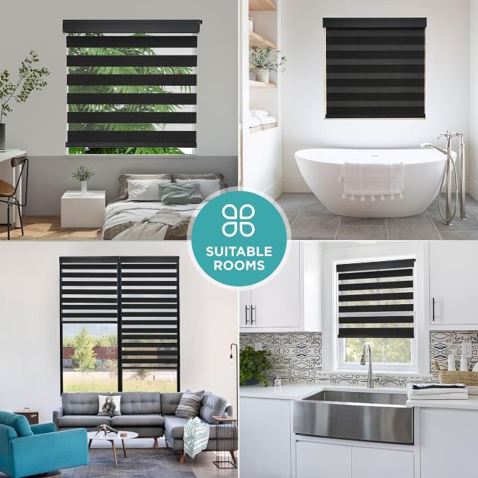 Joydeco No Drill Zebra Blinds for Windows, Cordless Day & Night Dual Sheer - Image 8