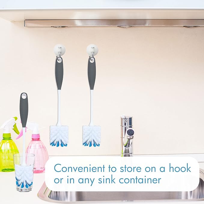 2 Pack Long Handle Bottle Scrubbing Brushes, Bottle Cleaner - Image 5
