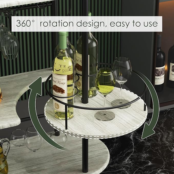 Light Gray Bar Carts with 4-Tier Storage Shelves, Mobile Bar Serving Cart with - Image 3