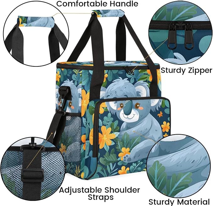 Cartoon Koala Coffee Maker Carring Bag, Large Insulated Storage Organizer Case - Image 6