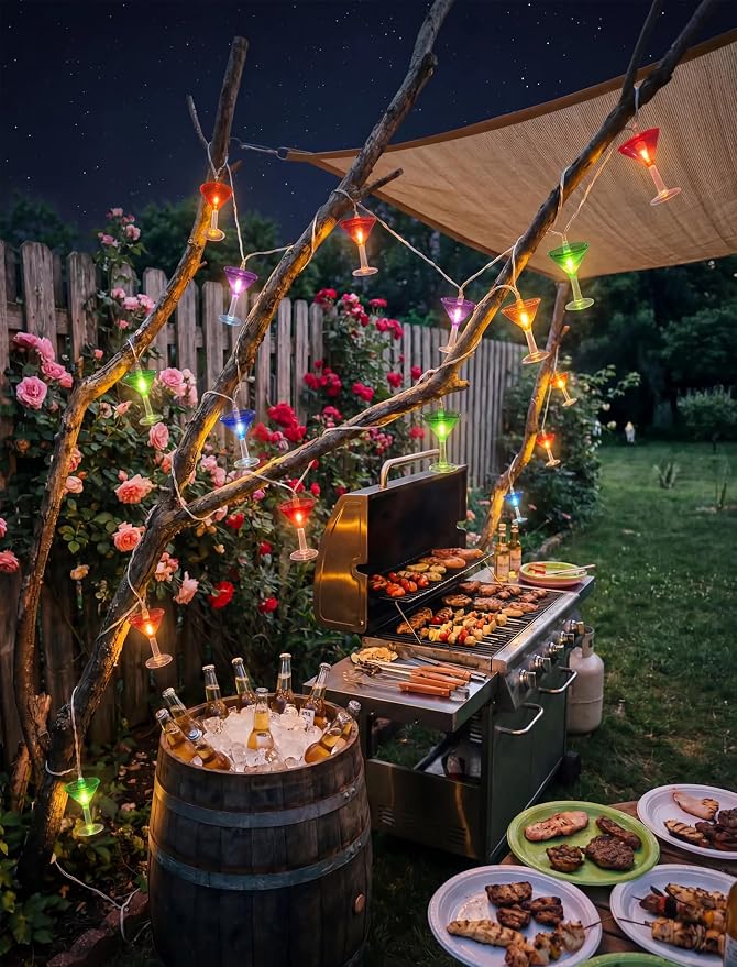Multicolor Cocktail String Lights, 8.5Ft Cocktail Plug in Outdoor Party Lights - Image 6