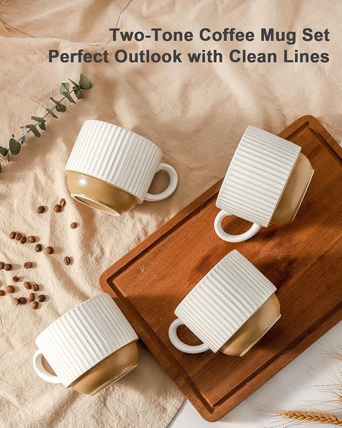 Ceramic Coffee Mugs with Stand, 15 Oz Stackable Coffee Cups Set of 4 - Image 5