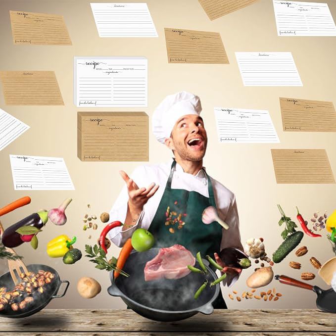 Recipe Cards 4x6 White, 100 Pack Double Sided Cooking Cards - Image 3