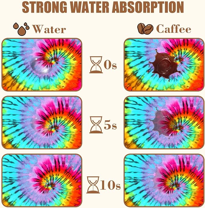 Dish Drying Mat Colorful Tie Dye Coffee Bar Mat - Image 4