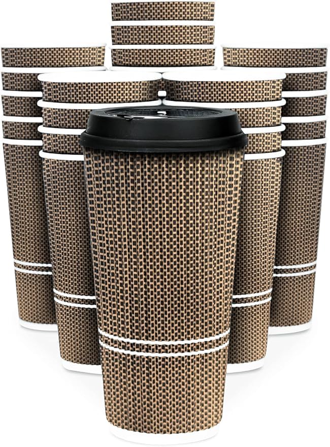 To Go Coffee Cups With Lids - 22 oz Disposable Coffee Cup With Lid. Large Togo by Glowcoast