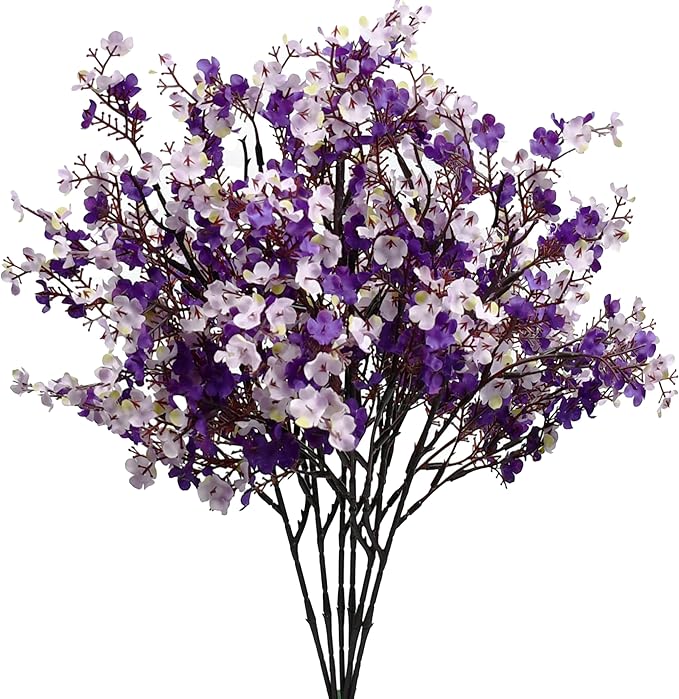 Mandy's 6 Bundles Artificial Shades of Purple Baby’s Breath Flowers | 18.5 Inch by Mandys