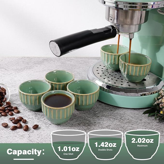 Ceramic Espresso Cups Set, Espresso Coffee Mugs, Special Glazed Demitasse Cups - Image 3