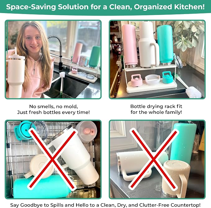 Cup Drying Rack for Counter, Water Bottle Drying Rack for Kitchen Counter - Image 3