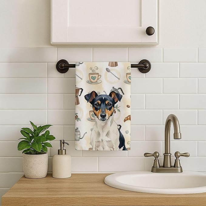 Caroline's Treasures Tricolor Rat Terrier Coffee Bar Kitchen Towel Velour Plush - Image 7