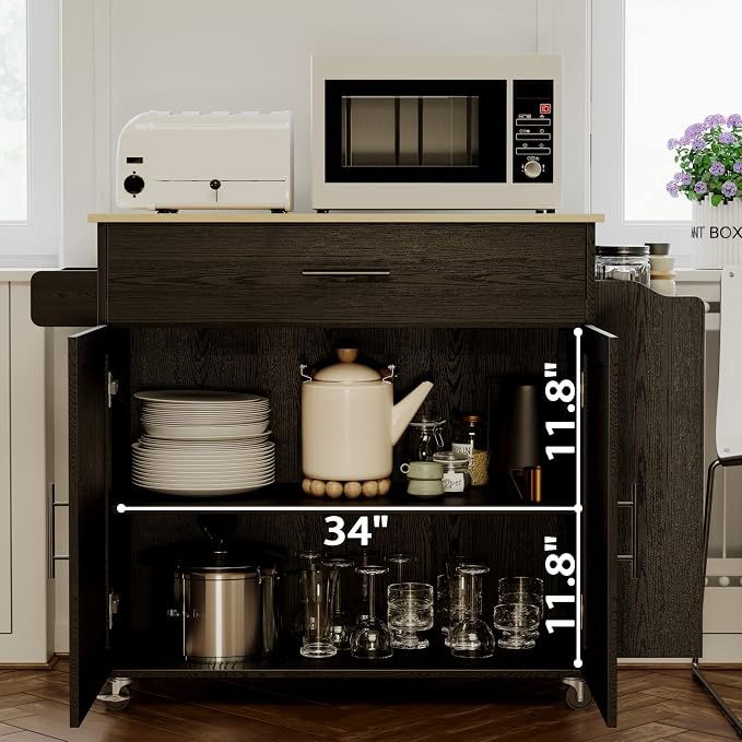 IRONCK Kitchen Island with Storage, Rolling Kitchen Island on Wheels with Drop - Image 3